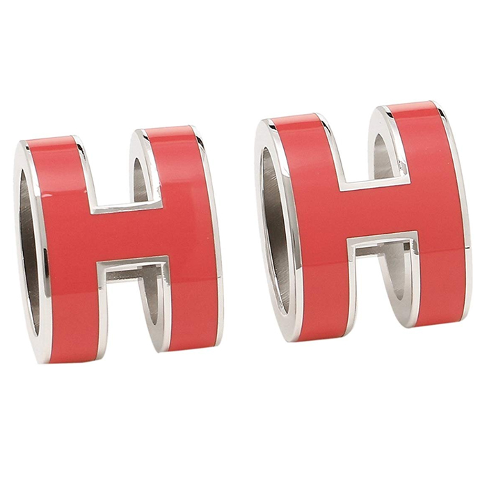 エルメス HERMES EARRING レディースイヤリング H608001FP 22 SILVER ROUGE CORAIL