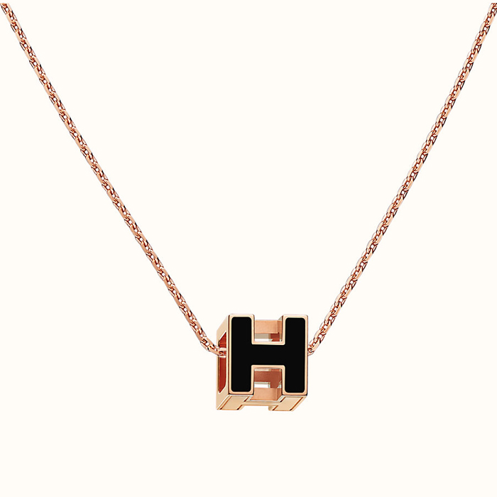 HERMES PENDANT エルメス ペンダント H143991FO03 ROSEGOLD NOIR BLACK