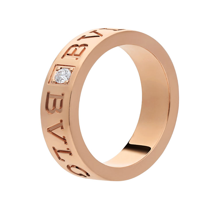 BVLGARI BVLGARI 18 kt rose gold ring set with a diamond AN854185 M7M7T6