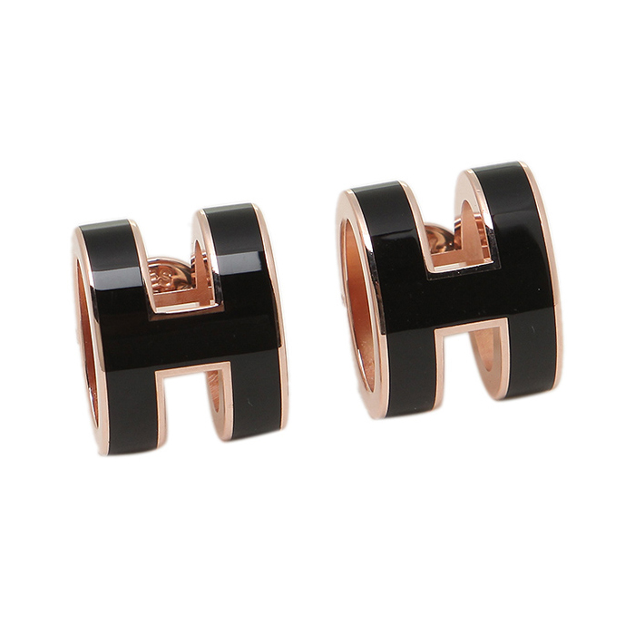 HERMES EARRING エルメス イヤリング H608001FO ROSE GOLD NOIR