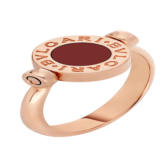 BVLGARI 18 kt rose gold flip ring set with mother-of-pearl and carnelian elements AN858197 MSZXNZ