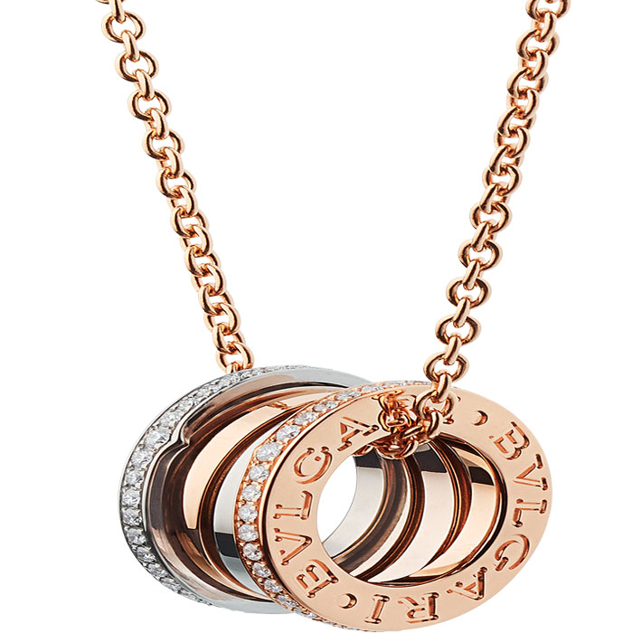 B.zero1 necklace with 18 kt rose and white gold pendant set with pav? diamonds CL858369 NT32RC