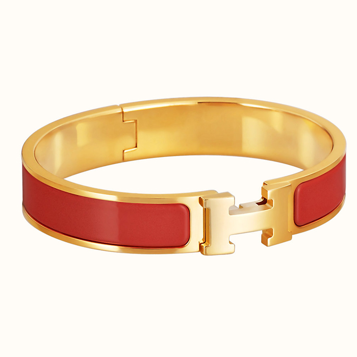 HERMES BRACELET エルメス ブレスレット H700001F 95GM GOLD ROUGE CORAIL