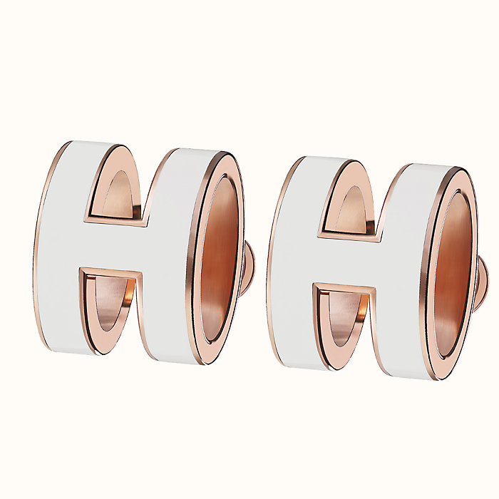 HERMES EARRING エルメス イヤリング H608001FO49 ROSE GOLD BLANC WHITE