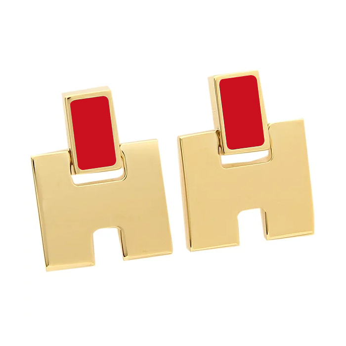 HERMES EARRING エルメス イヤリング H616201F-O GOLD ROUGE VIF