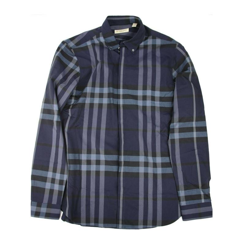 バーバリーBURBERRY  メンズ チェック シャツ 3944129 4100B NAVY