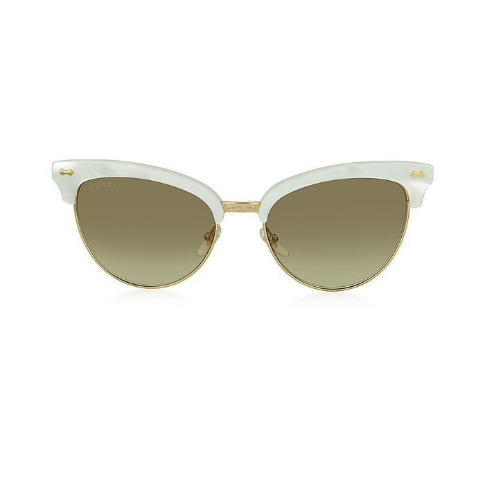 GUCCI SUNGLASS グッチ サングラス GG4283 S U29JD White Acetate & Gold Metal