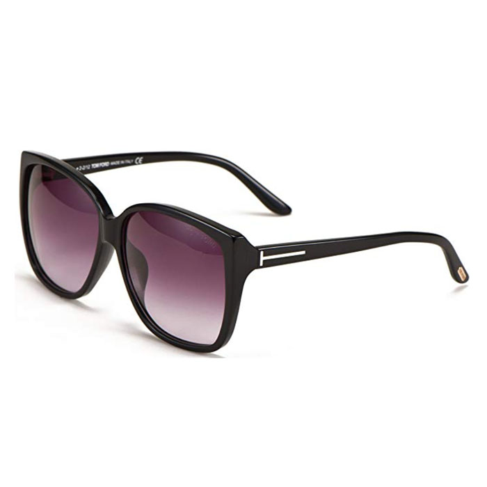 TOM FORD SUNGLASS トムフォードサングラス TF9308 01B Women's Fashion Plank Full-Rim Sunglasses, Black Frame / Purple Gradient Lens 62MM