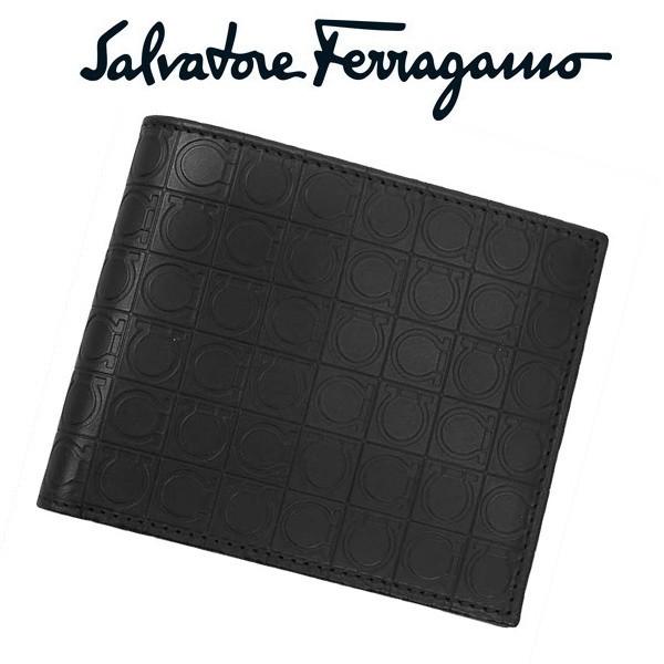 フェラガモ FERRAGAMOメンズ 二つ折り財布 66-9407 0568274 DEEP-BLACK